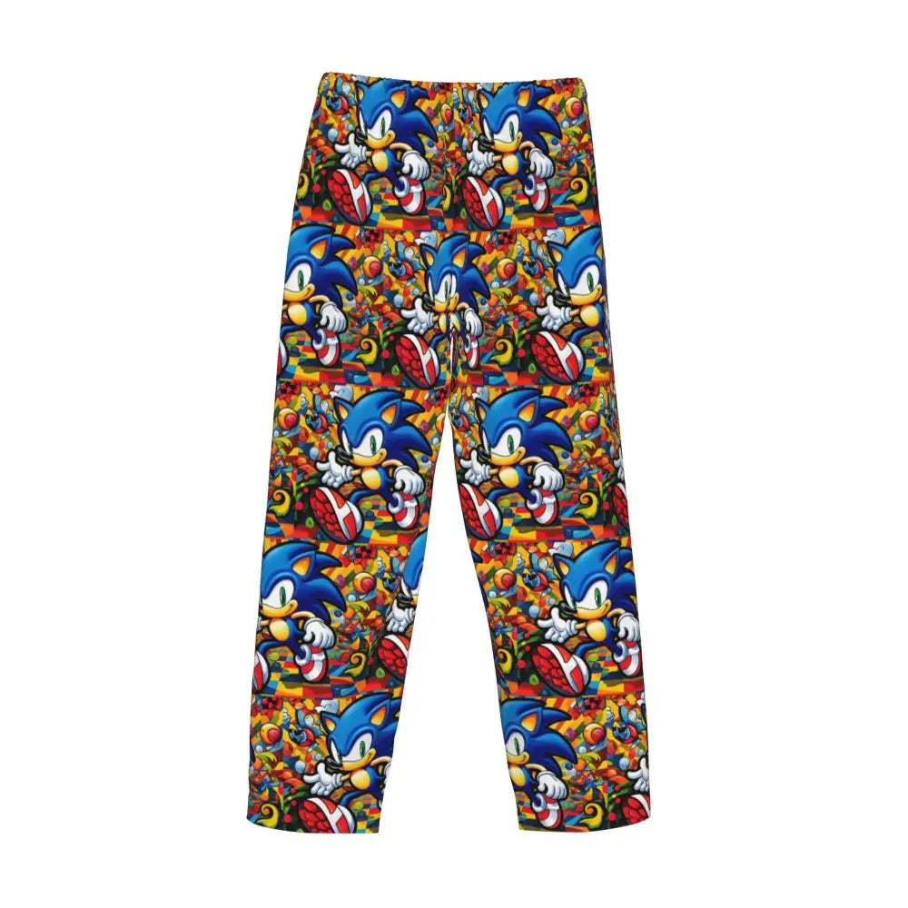 Custom Print Men's Soniced Pajama Pants Hedgehog Game Sleepwear Sleep Lounge Bottoms with Pockets