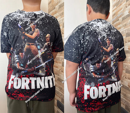 T-shirt de Verão para Criança Battle Royale Fortnite Hero Victory 3D — T-shirt para Rapazes, Raparigas e Bebés