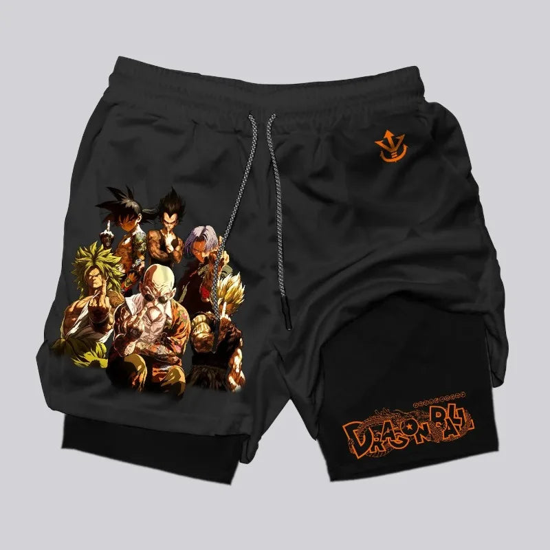 Vegeta Dragon Ball Summer Men Women Fitness 2025 Double-layer Fake Two-piece Loose Sports Training Running Shorts Casual Pants