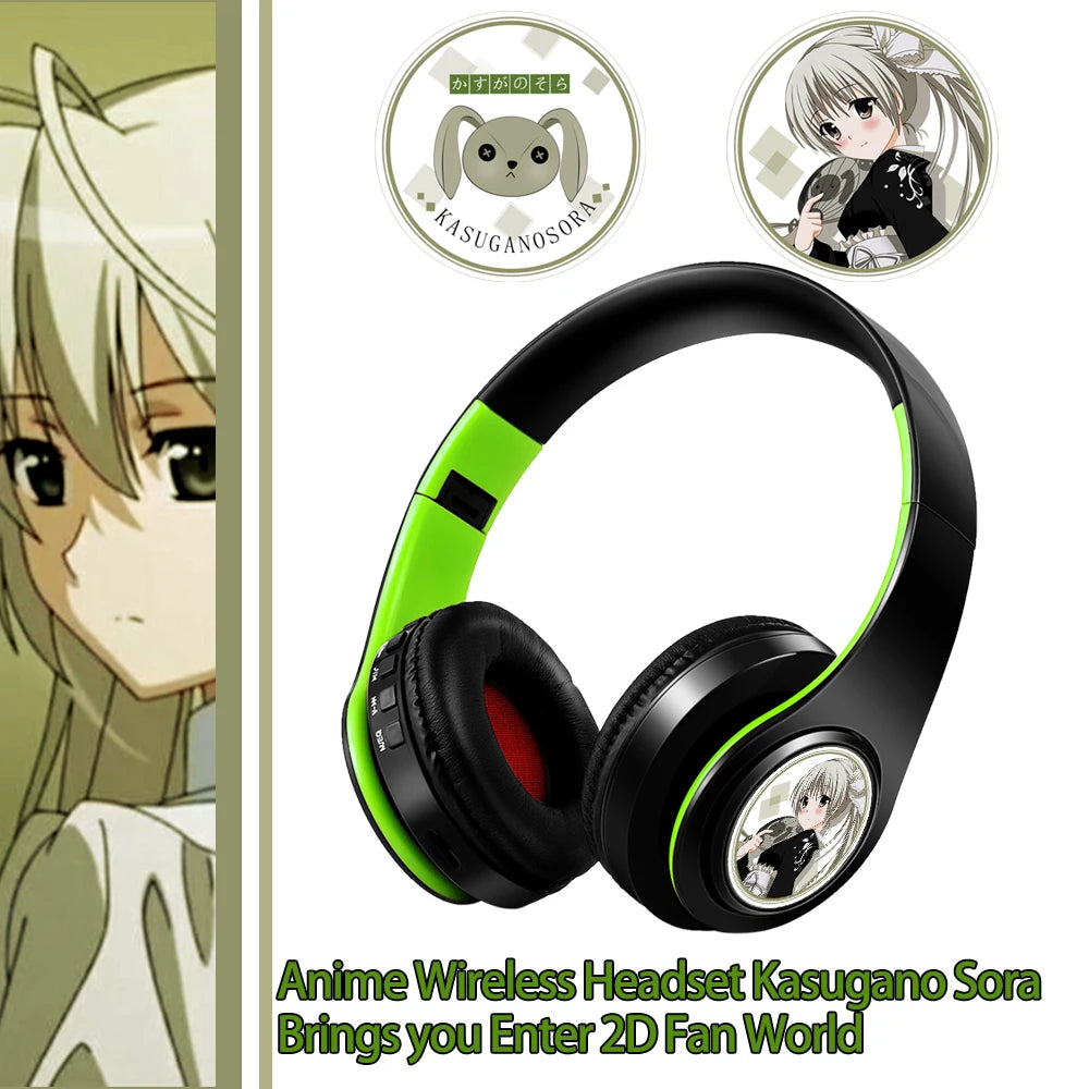 Demon Slayer Kamado Tanjirou Anime Bluetooth Headphones – Wireless Gaming Headset with Mic, TF Card Support, Deep Bass Anime Earphones V5.0
