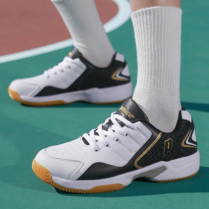 Zapatillas profesionales de cuero para hombre y mujer, calzado de bádminton para parejas, antideslizantes, ligeras, para entrenamiento, tenis y voleibol