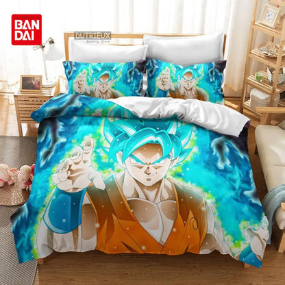 Bandai Animie Dragon Ball Bedding Set Goku Duvet Cover Quilt Cover Queen King Bedroom Home Textile Children Kids Boys Adult Gift