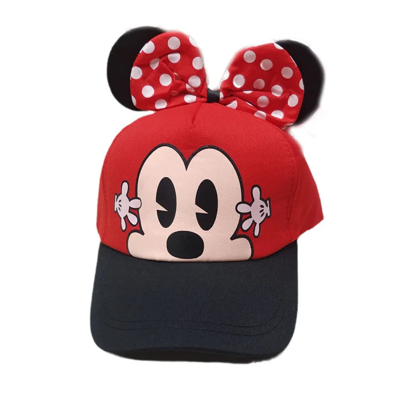 Casquette de baseball Disney Minnie Mickey Anime en coton et polyester, avec personnage de dessin animé, visière, pour déguisement, cadeau d'anniversaire pour enfants