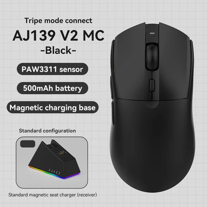AJAZZ AJ139Pro/AJ139V2MC draadloze muis PMW3395/PAW3311-chipset 12000-26000Dpi professionele gamingmuis