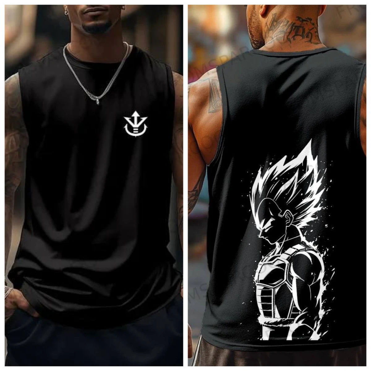 Goku Fitness Training Vest Sleeveless Cotton Tank Top Round Neck Workout Running Light Sports Casual Fashion