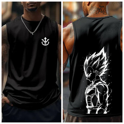 Goku Fitness Training Vest Sleeveless Cotton Tank Top Round Neck Workout Running Light Sports Casual Fashion