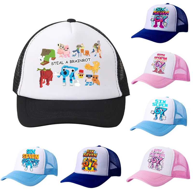 Casquette de baseball Steal A Brainrot 67 Six Seven, motif cartoon/anime, lettres de l'alphabet A à Z, pour garçons et filles, ajustable, sport et mode, couvre-chef pour adulte, cadeau