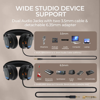 Casque studio NUBWO HD01 filaire haute résolution, circum-auriculaire, avec adaptateur 1/4 pouce vers 3,5 mm, léger, fermé, pour DJ.