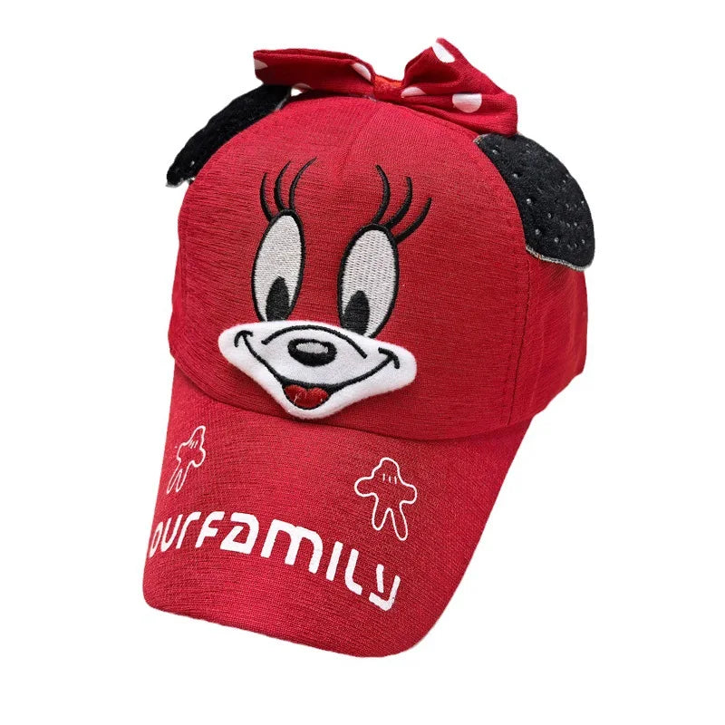 Casquette de baseball Disney Minnie Mickey Anime en coton et polyester, avec personnage de dessin animé, visière, pour déguisement, cadeau d'anniversaire pour enfants