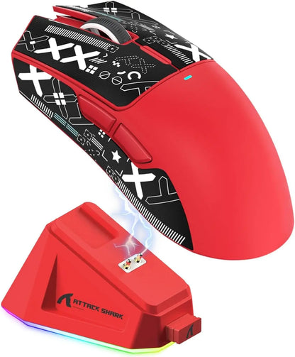 ATTACK SHARK X11 Wireless Gaming Mouse with Charging Dock PixArt PAW3311 Gaming Sensor, BT/2.4G Wireless/Wired