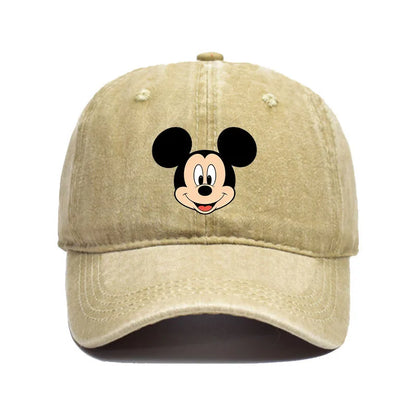Unisex Vintage Washed Mickey Minnie Print Baseball Cap for Men Women Cartoon Trucker Hat Adjustable Snapback Casual Hip Hop Hat
