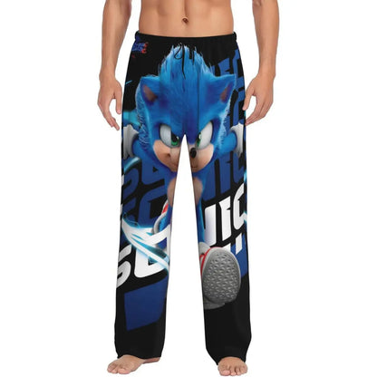 Custom Print Men's Soniced Pajama Pants Hedgehog Game Sleepwear Sleep Lounge Bottoms with Pockets