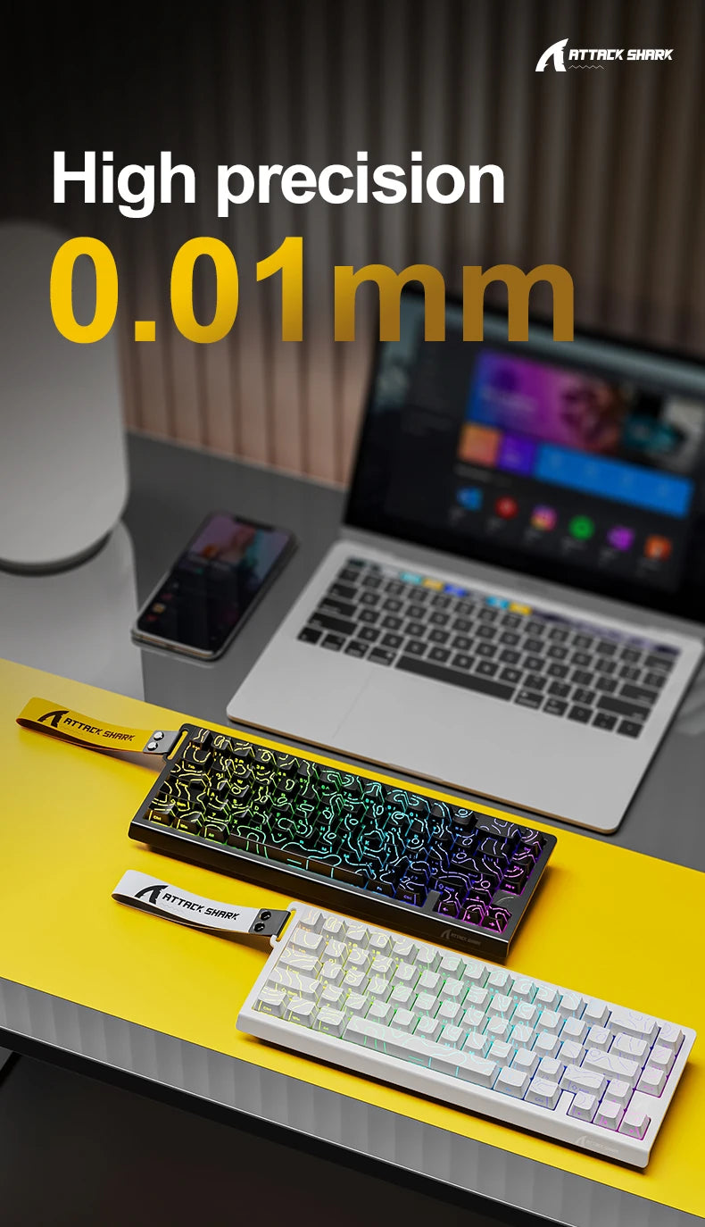 ATTACK SHARK X68HE Esports magnetic axis keyboard 8KHz return rate,total area 0.01mm,and 0.125ms rate class Ultra-low latency