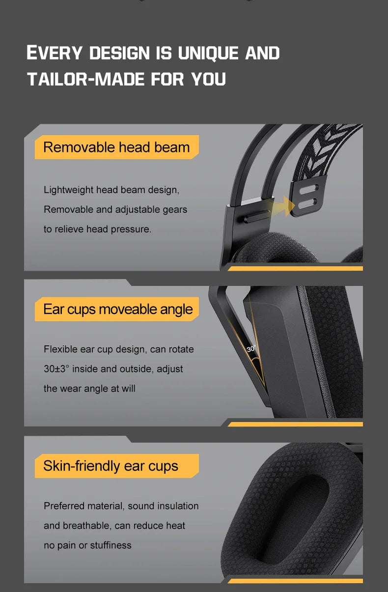 Auriculares gaming inalámbricos ONIKUMA GT828 Bluetooth 5.3 RGB con micrófono, cancelación de ruido y conexión de 4 modos para PC, PS5 y portátil