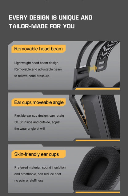 Auriculares gaming inalámbricos ONIKUMA GT828 Bluetooth 5.3 RGB con micrófono, cancelación de ruido y conexión de 4 modos para PC, PS5 y portátil