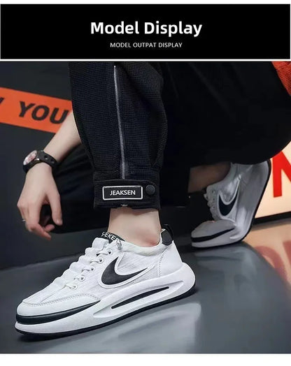 Comfortable Breathable Mesh Sports Shoes, Men's Casual Style, Lightweight Versatile Plain Color, Spring Summer Autumn Seasonal Wear
