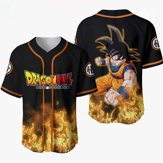 New Football Jerseys Japanese Anime Bandai Dragon Ball Goku Saiyan T-shirt Sporty Street Loose for Men and Children Christmas