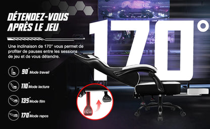 Daccormax 170° Gaming Chair Ergonomic PC Gaming Chair with Adjustable Footrest and Lumbar Support High-Back Breathable Design