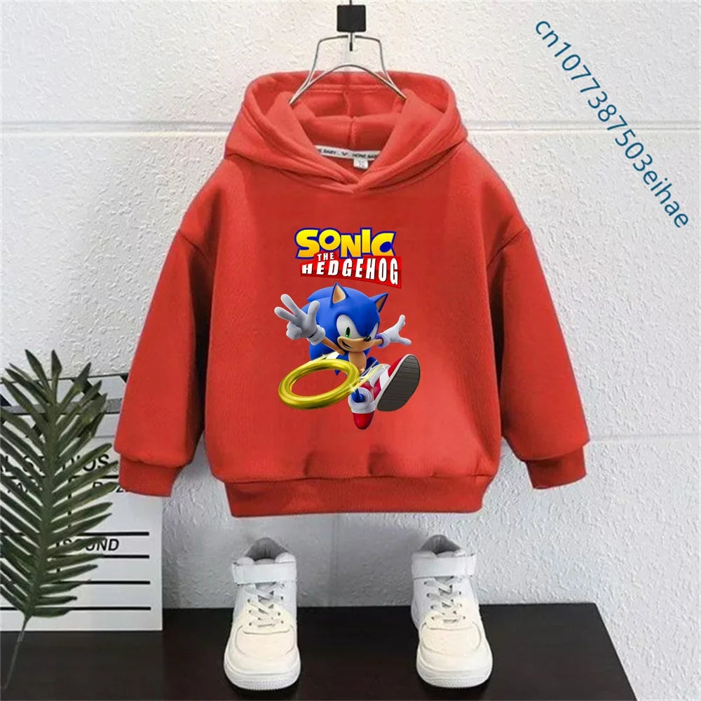 Kids Thick Hoodie with Cute Sonic Anime Pattern Soft Fashion Sweatshirt Clothing Perfect Outfits Gifts for Boys and Girls