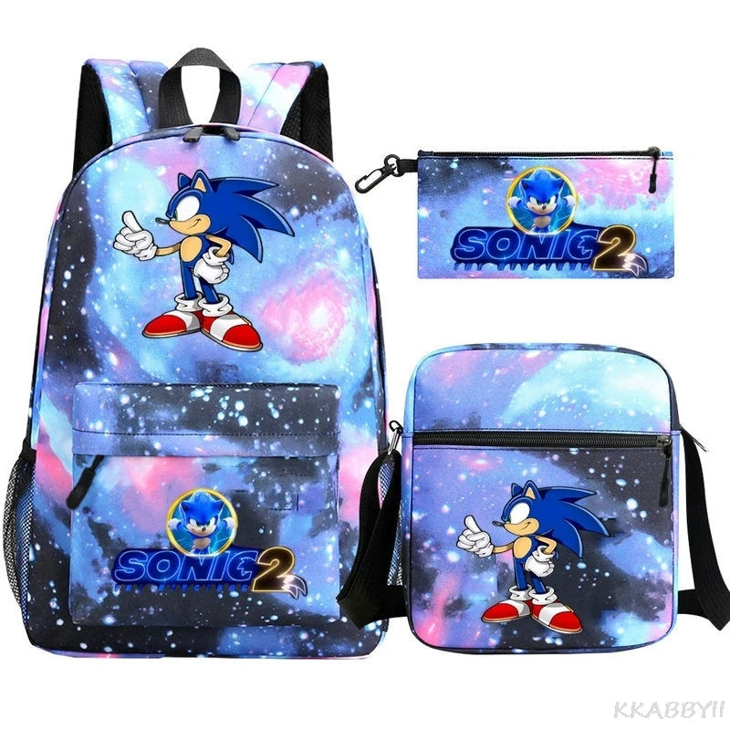 Sonic Backpacks Student School Bags for Teen Men Women Tote Bag Clutch Pocket Nylon Backpacks Travel Mochilas