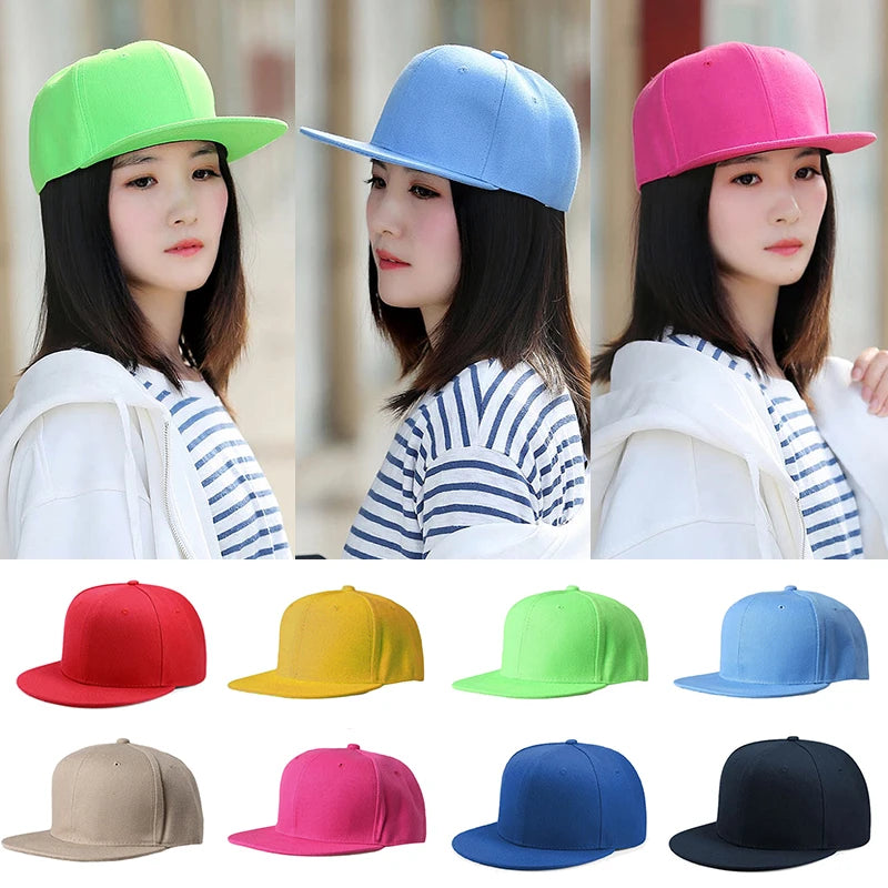 Fashion Solid Color Men Women Baseball Cap Hip Hop Caps  Snapback Hat Brim Shade Cap Bone Gorras Casquette Sports Cap  Sun Hat