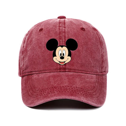 Unisex Vintage Washed Mickey Minnie Print Baseball Cap for Men Women Cartoon Trucker Hat Adjustable Snapback Casual Hip Hop Hat