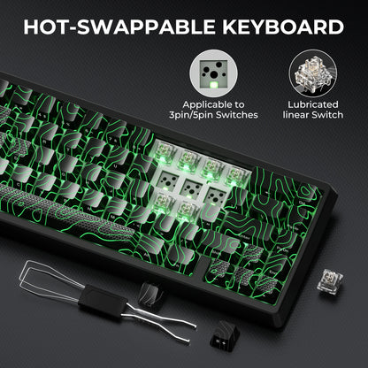 XVX M67 JadeStone mechanische Tastatur mit IMD-Tech-Tastenkappen, Hot-Swap-fähig, Gasket-Mount, Tri-Mode, individuell anpassbares RGB, kabellose Tastatur 65%