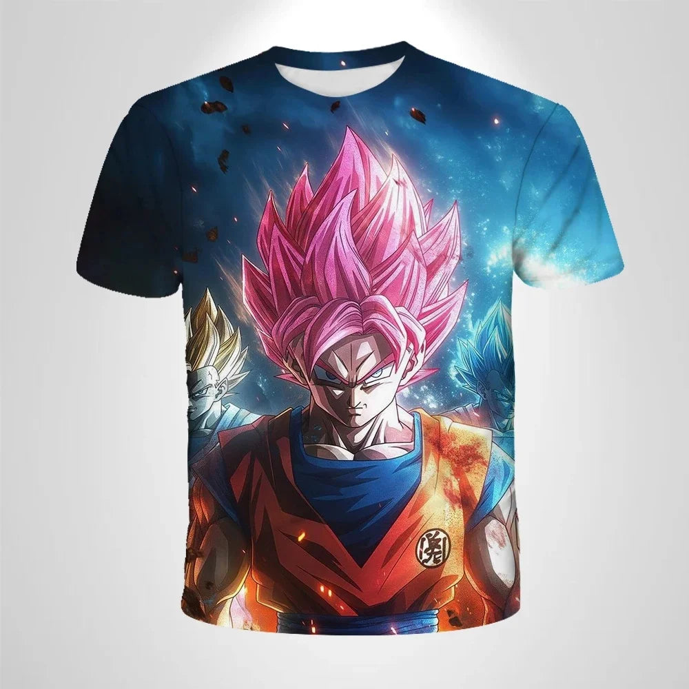 2026 Children's Breathable Short-sleeved Japanese Anime Dragon Ball Z Goku Goku Saiyan Men's Short-sleeved T-shirt,Sports Top