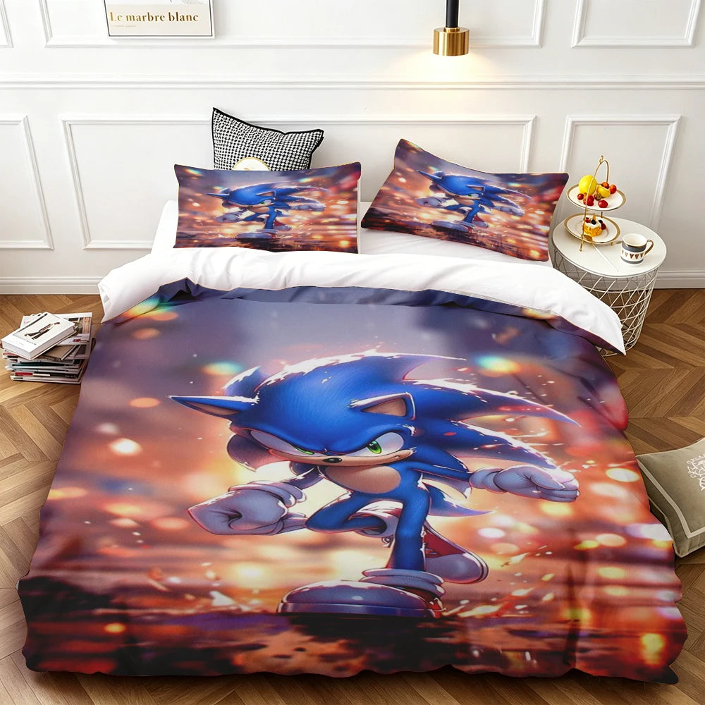 Exquisite Cartoon S-Sonics Wallpaper Anime Digital Printing Bedding Set Duvet Cover Comforter Bed Youth Kids Girl Boys Gift soft