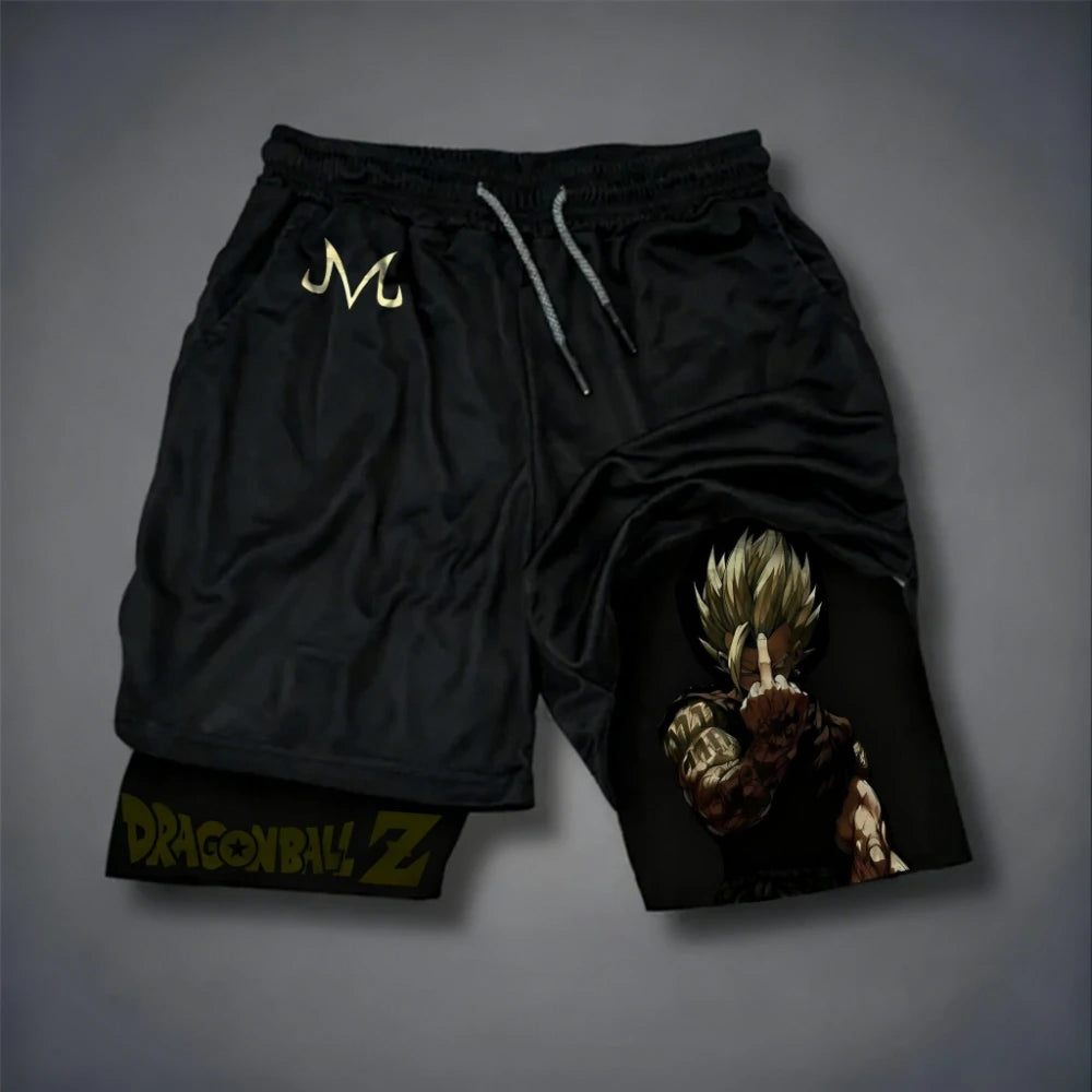 Dragon Ball Son Goku 2026 Men's Quick-Drying Double-Layer Gym Shorts Summer Fitness Sports Y2K Style Fake Two-Piece Pants