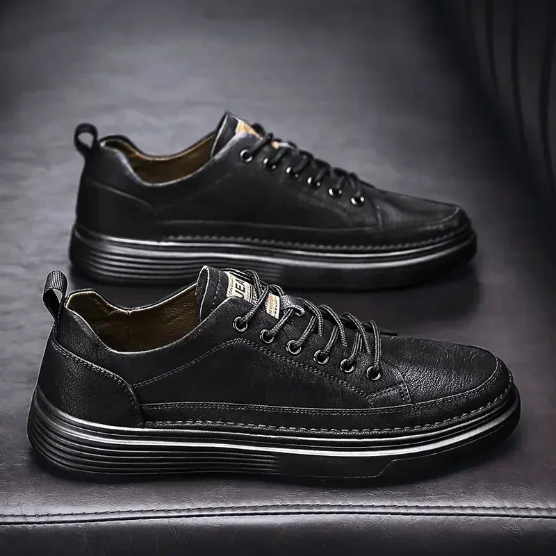 Classic Men's Sneakers Platform Slip-On Casual Leather Sneakers New Comfort Flat Spring Loafers Shoes