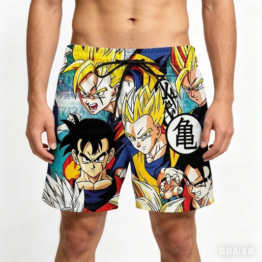 2026 New Dragon Ball Gohan Kid Super Saiyan Manga Print Quick Dry Shorts Men Casual Beach Wear Gym Workout Sports Board Shorts