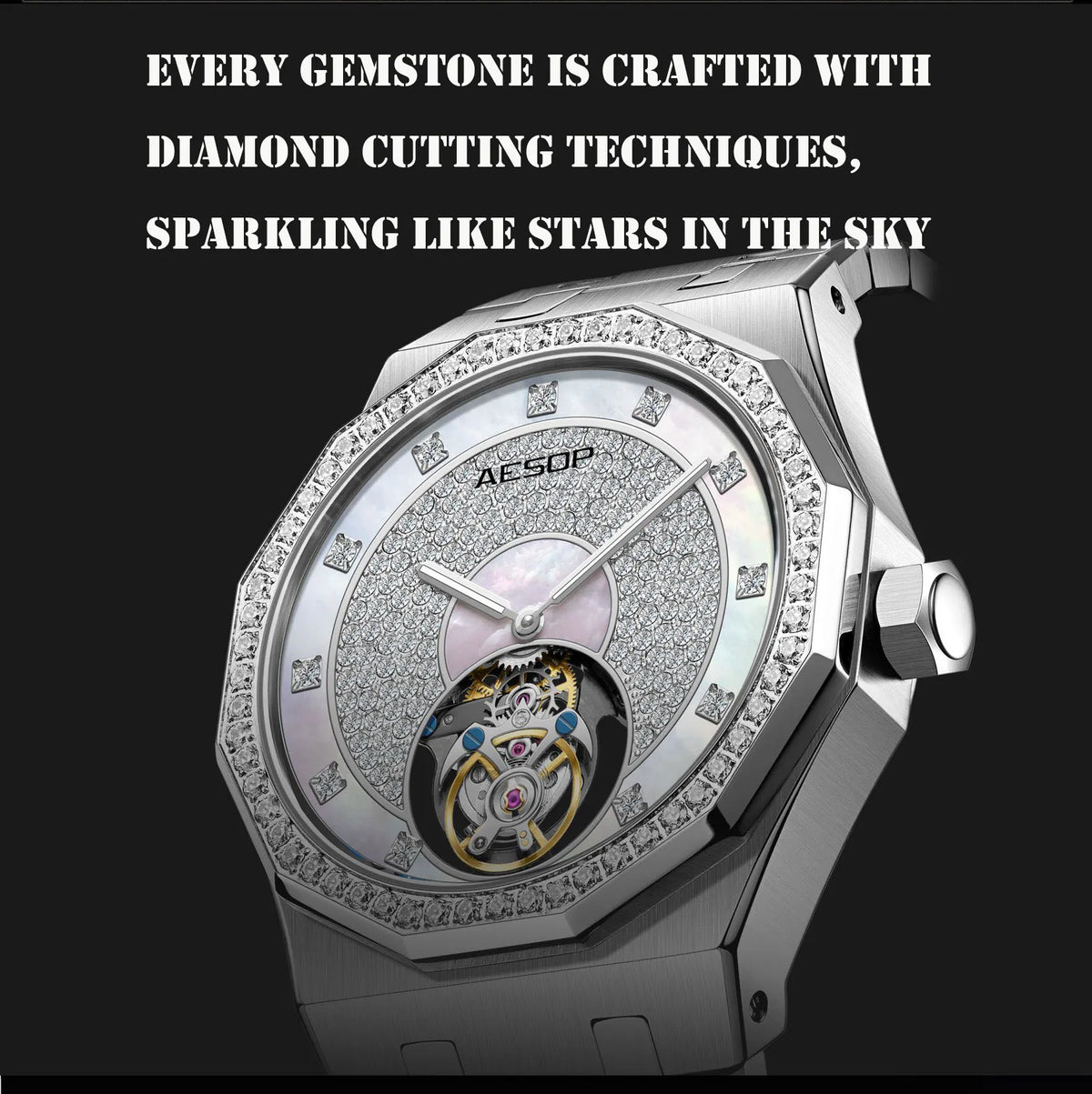 AESOP Echte Fliegende Tourbillon Mechanische Skeleton Uhr Für Mann Luxus Wasserdichte Armbanduhren Saphir Spiegel Gradienten new