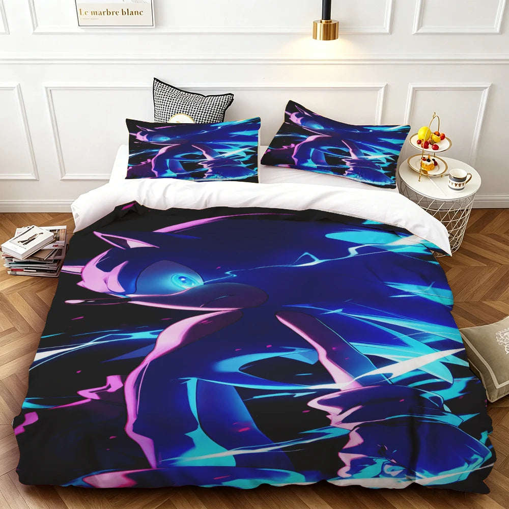 Popular Sonic Cartoon Role Characters Print Bedding Set Duvet Cover Comforter Bed Youth Kids Girl Boys Luxury Birthday Gift soft
