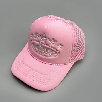 Cruise Ship Pattern Baseball Cap Summer Five-star Mesh Cap for Men and Women Outdoor Beach Sun Protection Trucker Baseball Caps