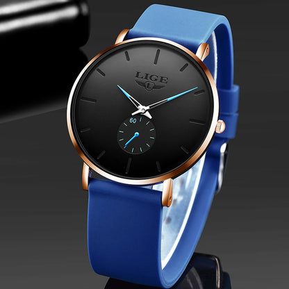 LIGE Herrenuhr – Sportlicher und trendiger Stil, Luxusmarke, wasserdicht, schlichtes und ultradünnes Design, Quarzuhr für Herren