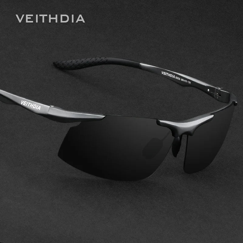 VEITHDIA Men's Sunglasse Outdoor Polarized UV400 Lens Rectangle Rimless Driving Fishing Sun Glasses Sports Eyewear For Male 6535