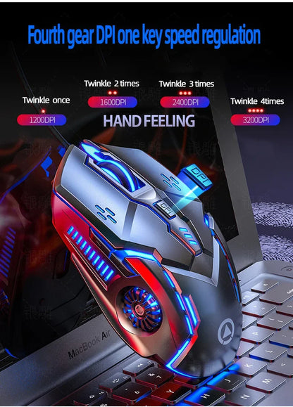 G5 tichá kabelová herní myš se šesti tlačítky a podsvícením pro e-sport, příslušenství k počítači pro notebook a stolní počítač