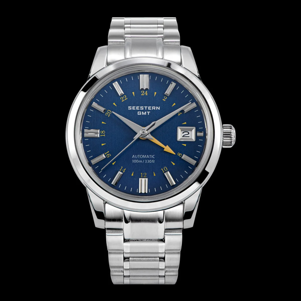 SEESTERN Men's Automatic Mechanical Wristwatch NH34 GMT Movement 10bar Waterproof Domed Sapphire Crystal Watch Limited S446 New