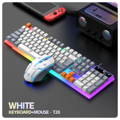 Einzelne Tastatur und Tastatur-Maus-Set RAIKU T26, dreifarbige Leuchttastatur, kabelgebundene mechanische Touch-Gaming-Maus-Tastatur-Kombination