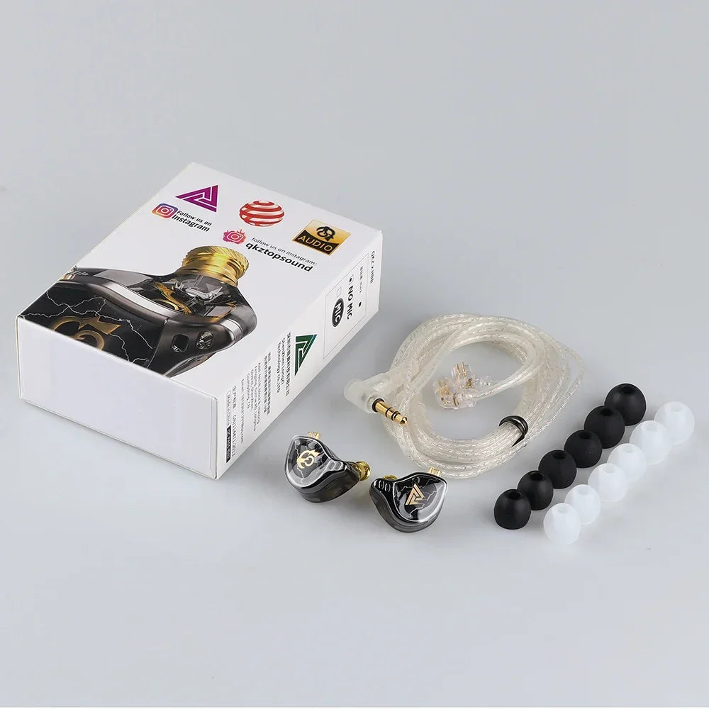 QKZ x HBB Earphones 10mm Titanium-Coated Diaphragm In Ear Monitor Headphones Hi-Fi Audio IEMs Outdoor sports headsets