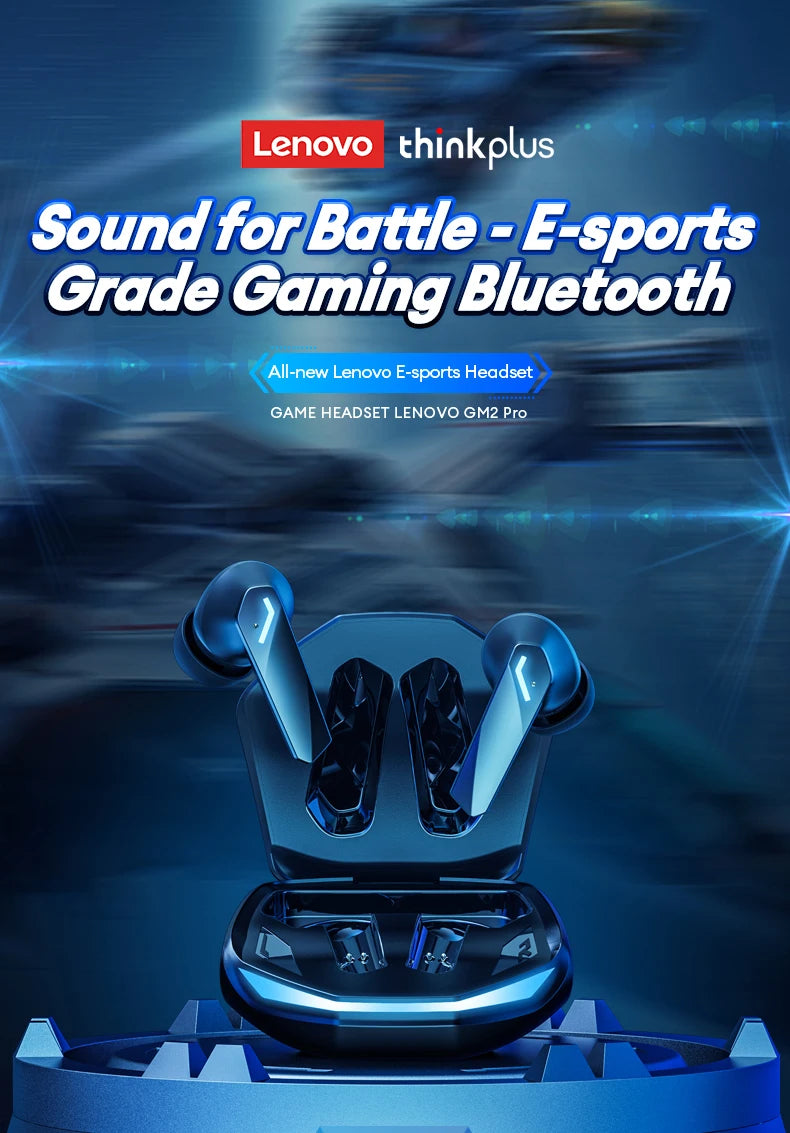 Auriculares inalámbricos Lenovo GM2 Pro TWS Bluetooth 5.3 – Auriculares HD con control táctil y micrófono, auriculares deportivos impermeables