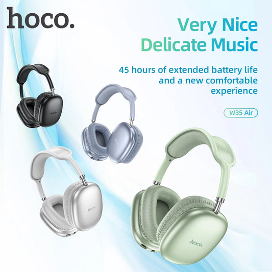 HOCO W35 Air Wireless Bluetooth 5.3 Over-Ear Headphones – Deep Bass Stereo Gaming Headset with Microphone, TF Card & AUX Mode, Waterproof Sports Headphones
