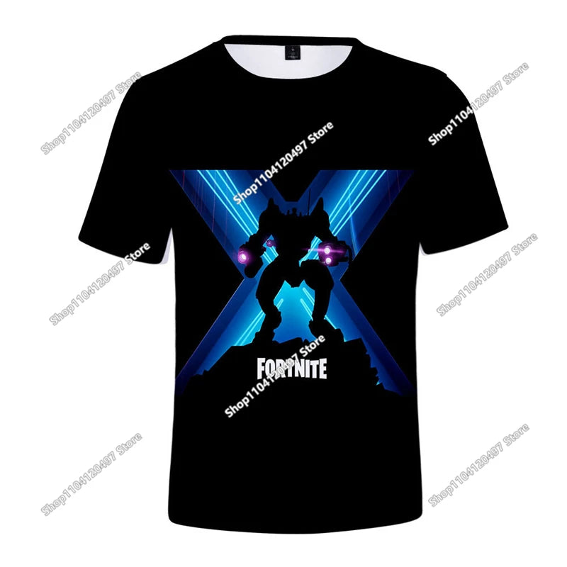 T-shirt de Verão para Criança Battle Royale Fortnite Hero Victory 3D — T-shirt para Rapazes, Raparigas e Bebés