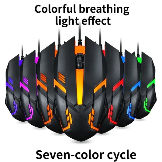 USB Wired Mouse Colorful LED Gaming Mouse 1200 DPI Wired Mice Optical Wired Gamer Mouse for Desktop Laptop PC Computer
