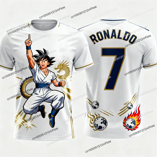 2025 New Dragon Ball Z Goku Special Production Ronaldo Football Jersey T-shirt Kids Anime Cartoon Tshirt Men's Sports T shirt