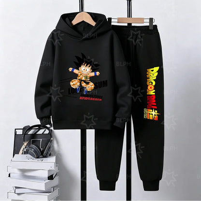 Kids Dragon Ball Camo Goku Printed Hoodie Set Casual Loose Comfortable Long Sleeve Sweatshirt Pants 2 Piece Outfits for Boys