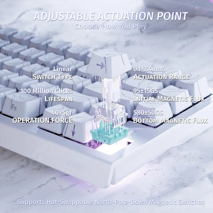 ATTACK SHARK X68 HE Rapid-Trigger mechanische Gaming-Tastatur 60% kabelgebunden mit einstellbarer Auslösung, Hall-Effect-Magnetschalter, 8KH