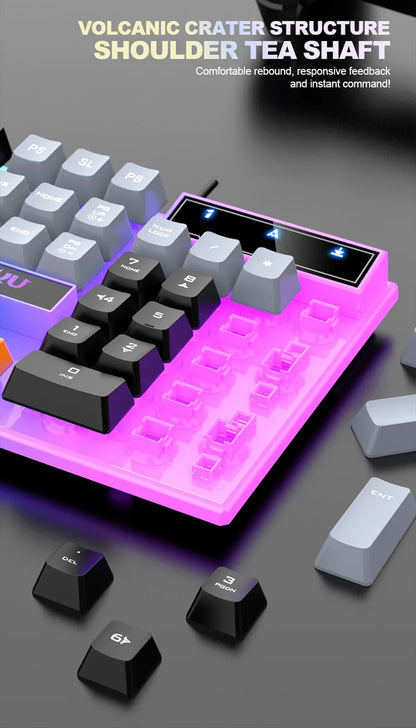 Einzelne Tastatur und Tastatur-Maus-Set RAIKU T26, dreifarbige Leuchttastatur, kabelgebundene mechanische Touch-Gaming-Maus-Tastatur-Kombination