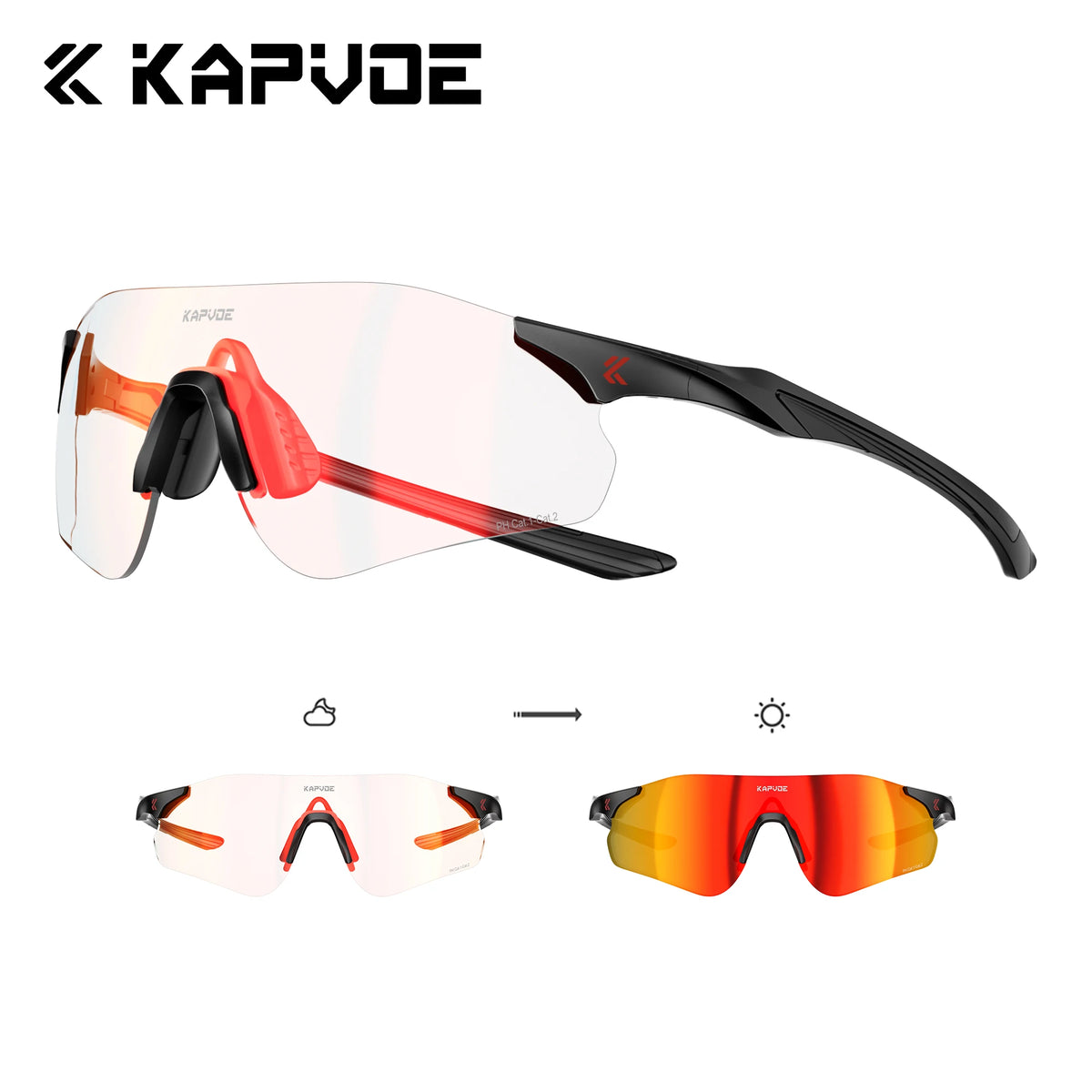 Kapvoe Nové outdoorové běžecké a cyklistické brýle Fotochromatické sluneční brýle pro ženy a muže Sportovní brýle pro maraton a jízdu na kole UV400